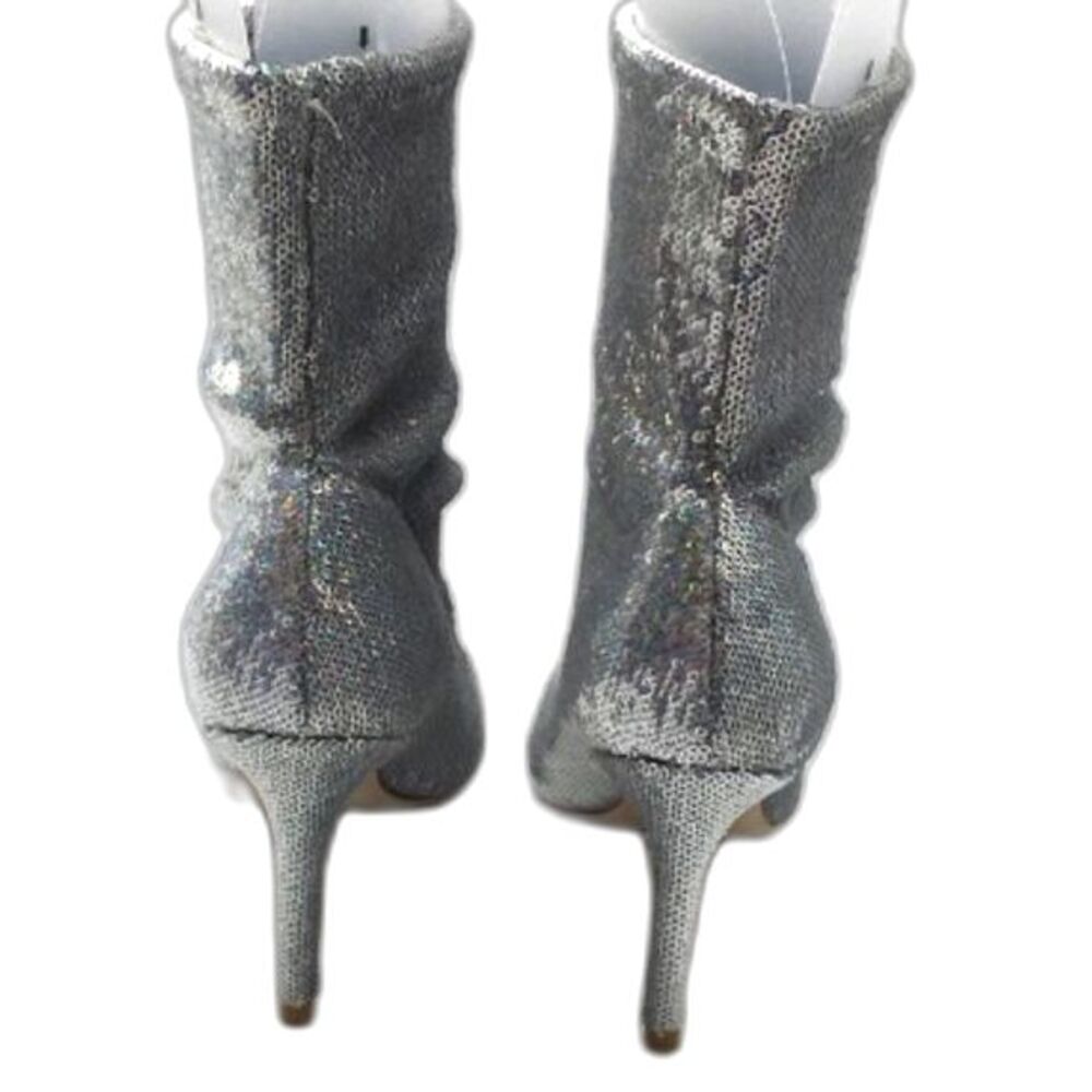 STUART WEITZMAN 85 Stretch Silver Sequin Bootie - Picture 4 of 9